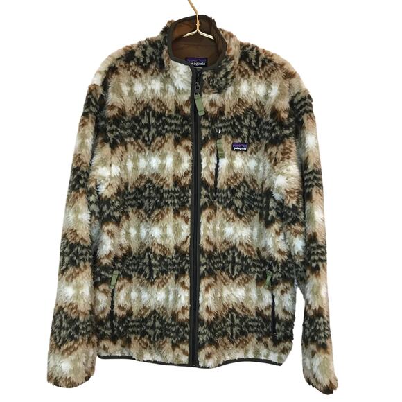 Patagonia Mens Retro X Tribal Full Zip Jacket L Deep Pile Fleece - Picture 1 of 9